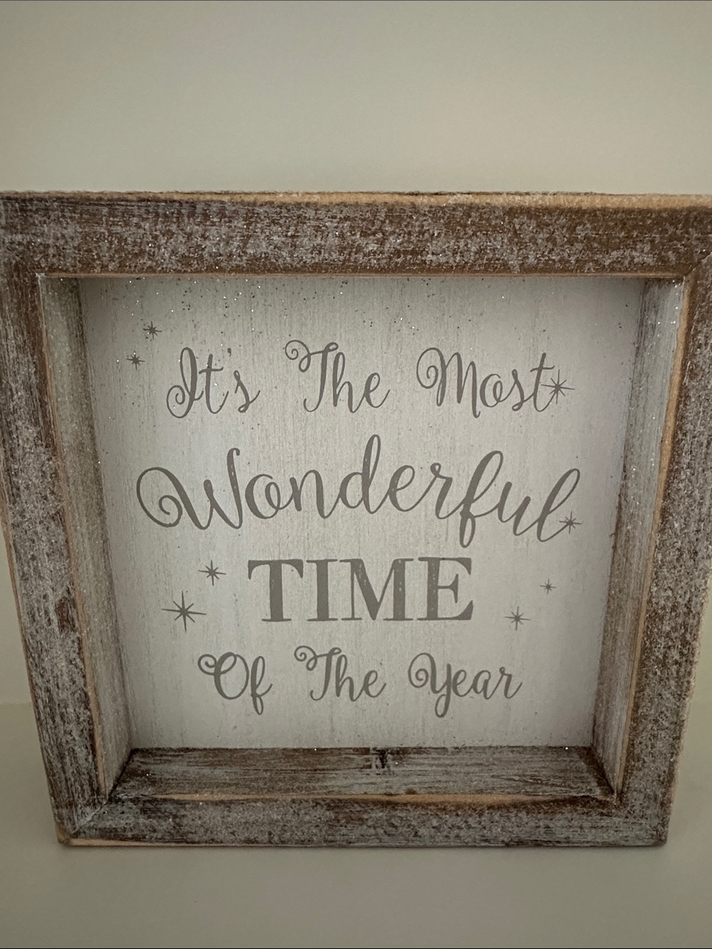 Rustic White "Wonderful Time" Wall Sign